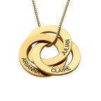 Sterling Silver Engraved Name Russian Ring Necklace - Glaxias