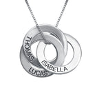Sterling Silver Engraved Name Russian Ring Necklace - Glaxias
