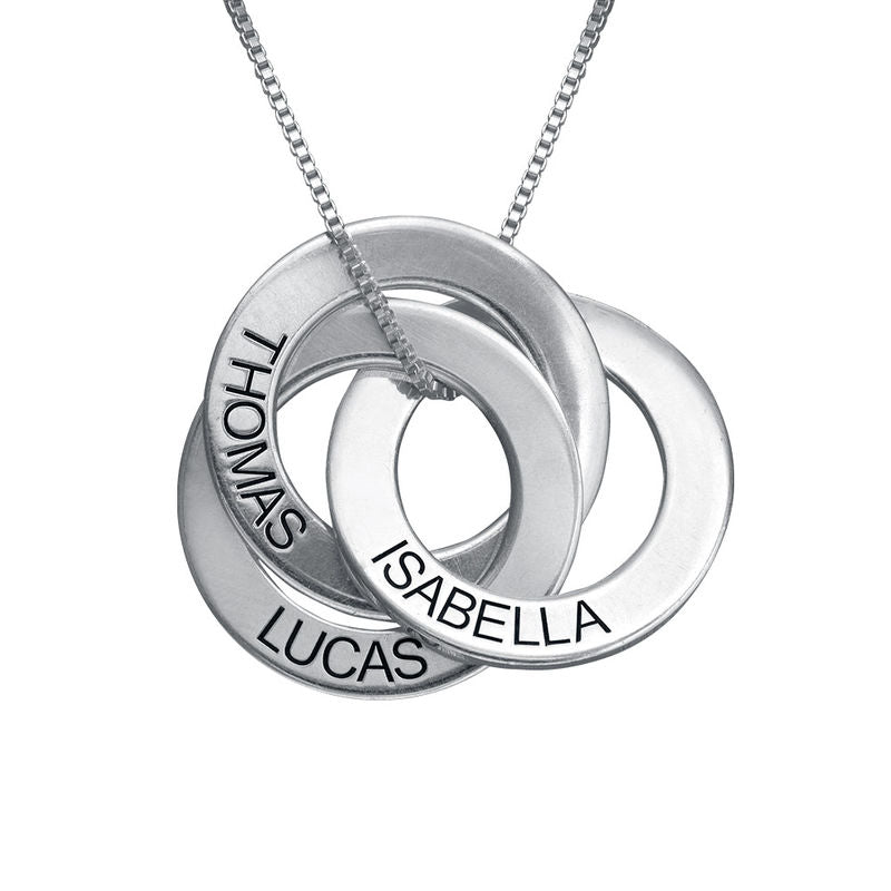 Sterling Silver Engraved Name Russian Ring Necklace - Glaxias
