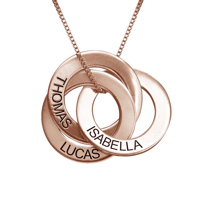 Sterling Silver Engraved Name Russian Ring Necklace - Glaxias