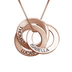 Sterling Silver Engraved Name Russian Ring Necklace - Glaxias
