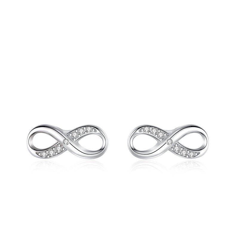Sterling Silver Infinity Girls Stud Earrings - Glaxias