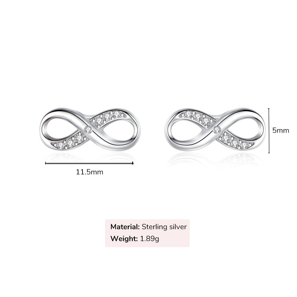 Sterling Silver Infinity Girls Stud Earrings - Glaxias