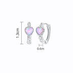 Sterling Silver Opal Heart Girls Earrings - Glaxias