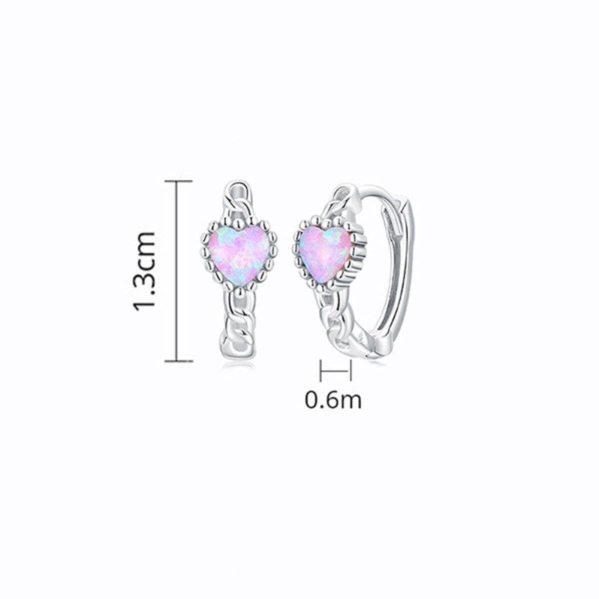 Sterling Silver Opal Heart Girls Earrings - Glaxias