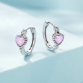 Sterling Silver Opal Heart Girls Earrings - Glaxias
