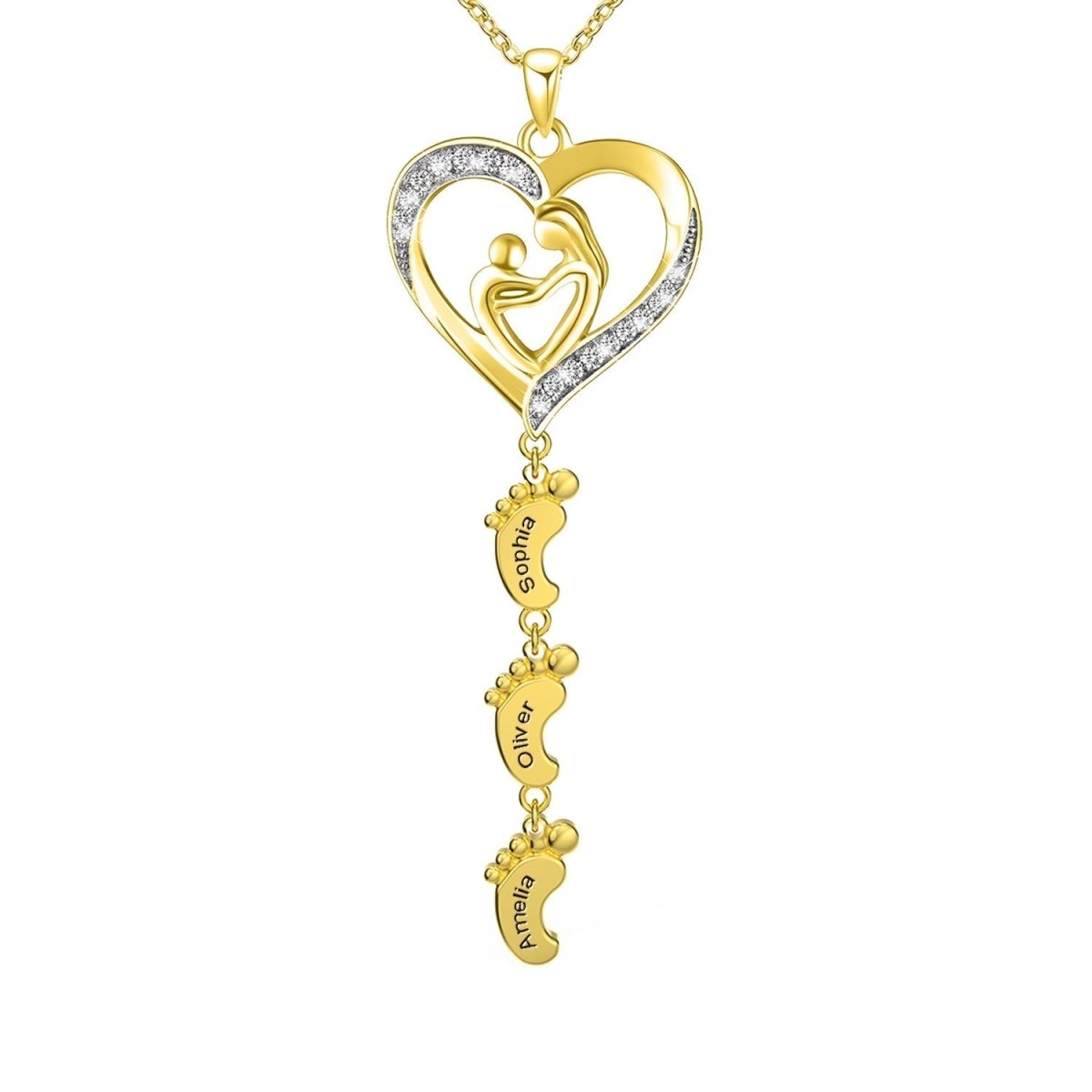Sterling Silver Personalized Necklace with Kids Name - Glaxias