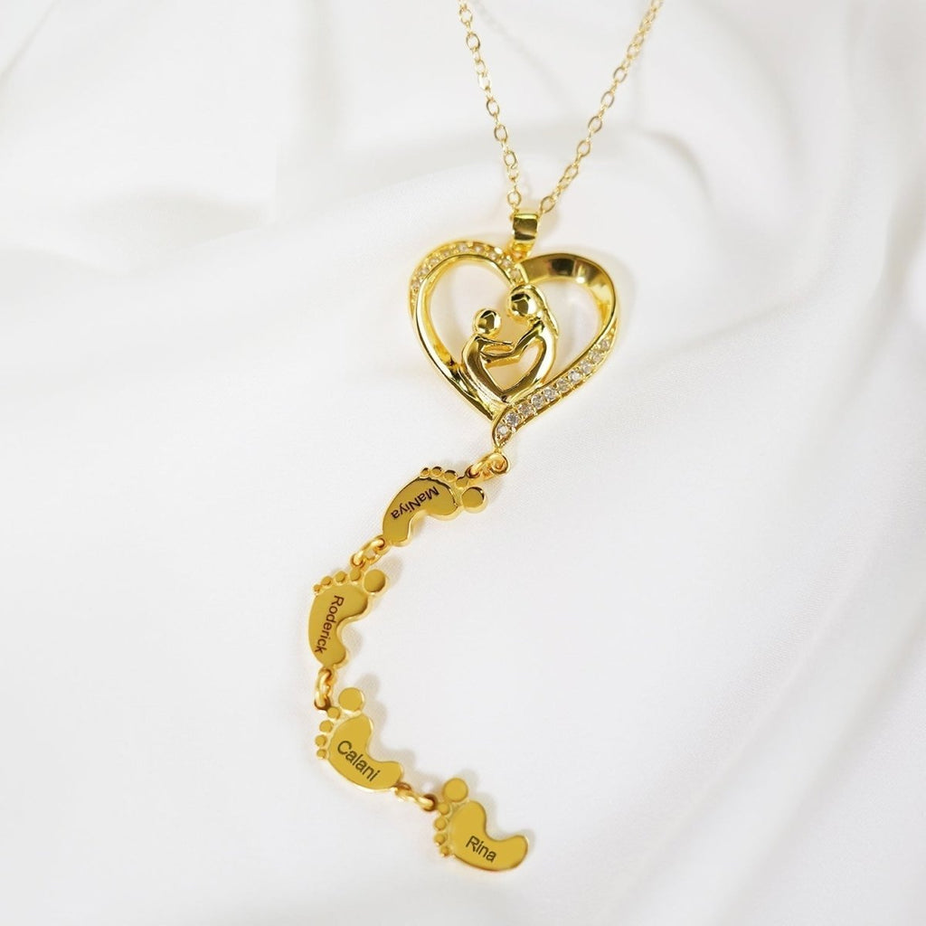 Sterling Silver Personalized Necklace with Kids Name - Glaxias