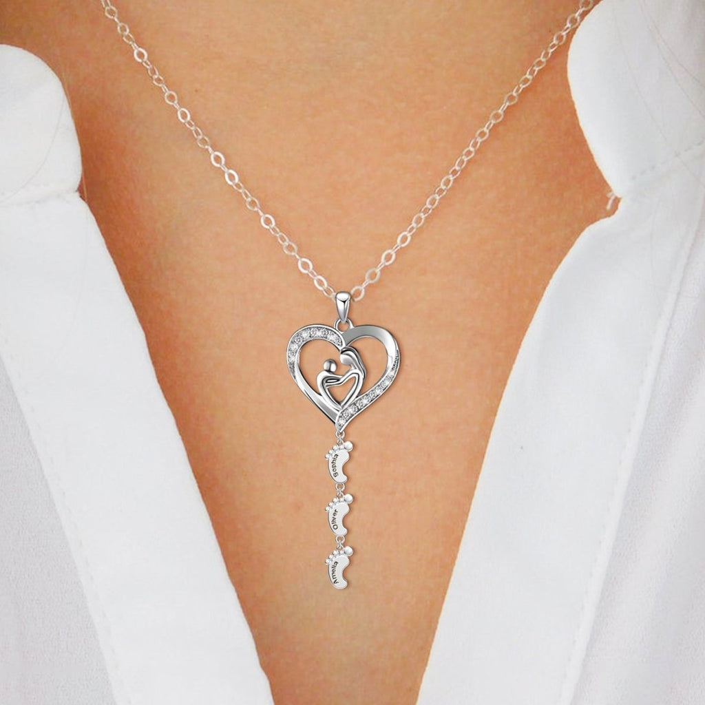 Sterling Silver Personalized Necklace with Kids Name - Glaxias