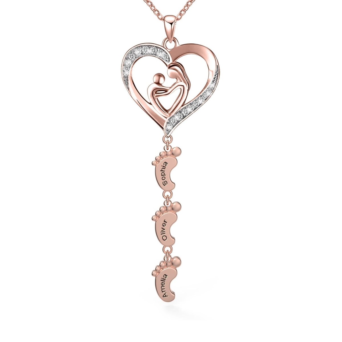 Sterling Silver Personalized Necklace with Kids Name - Glaxias