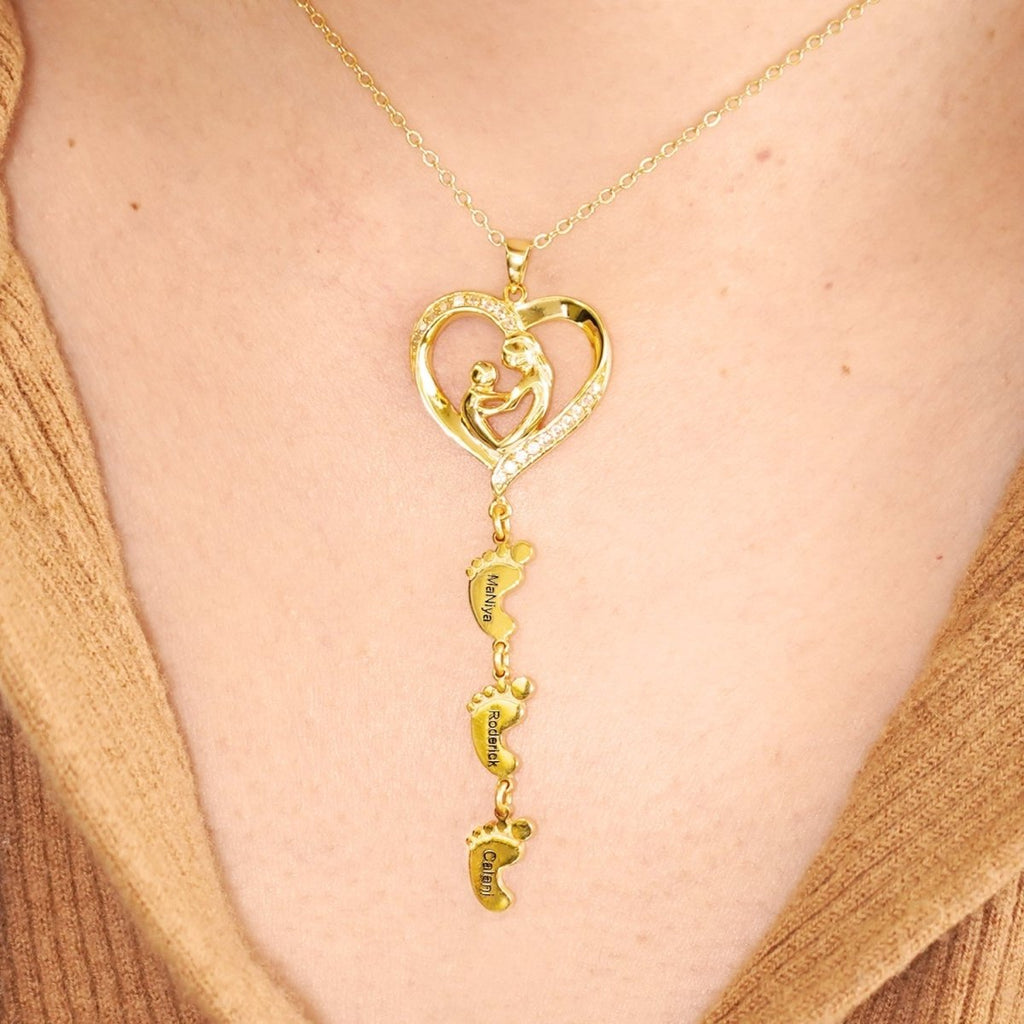 Sterling Silver Personalized Necklace with Kids Name - Glaxias