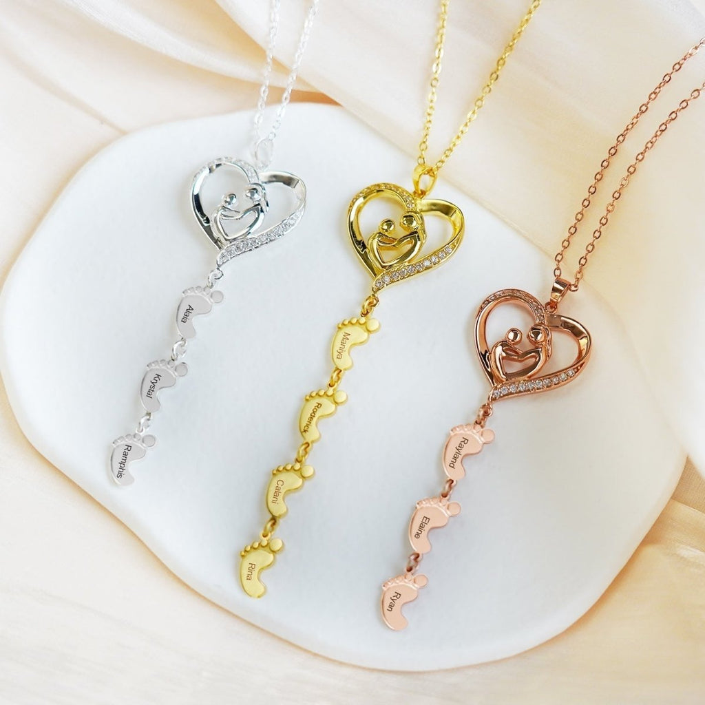 Sterling Silver Personalized Necklace with Kids Name - Glaxias