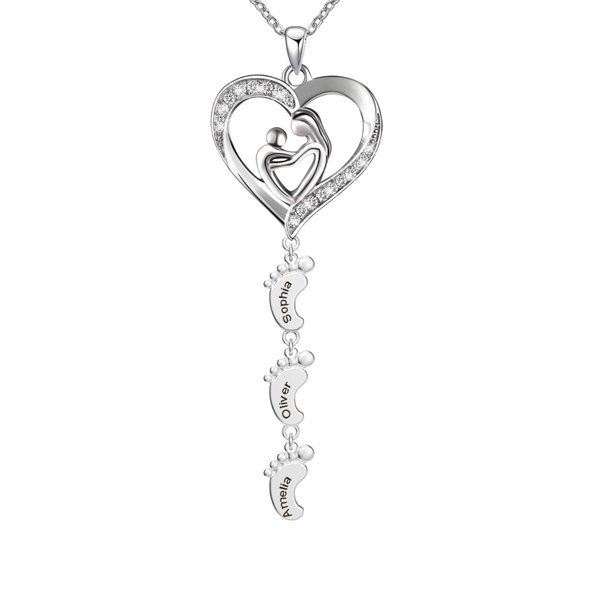 Sterling Silver Personalized Necklace with Kids Name - Glaxias
