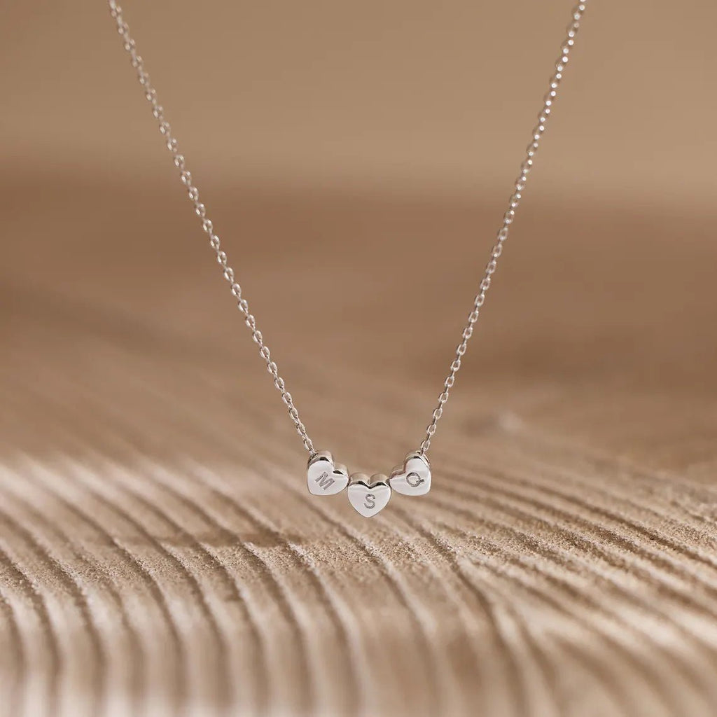 Tiny 3D Initial Heart Charm Necklace - Glaxias