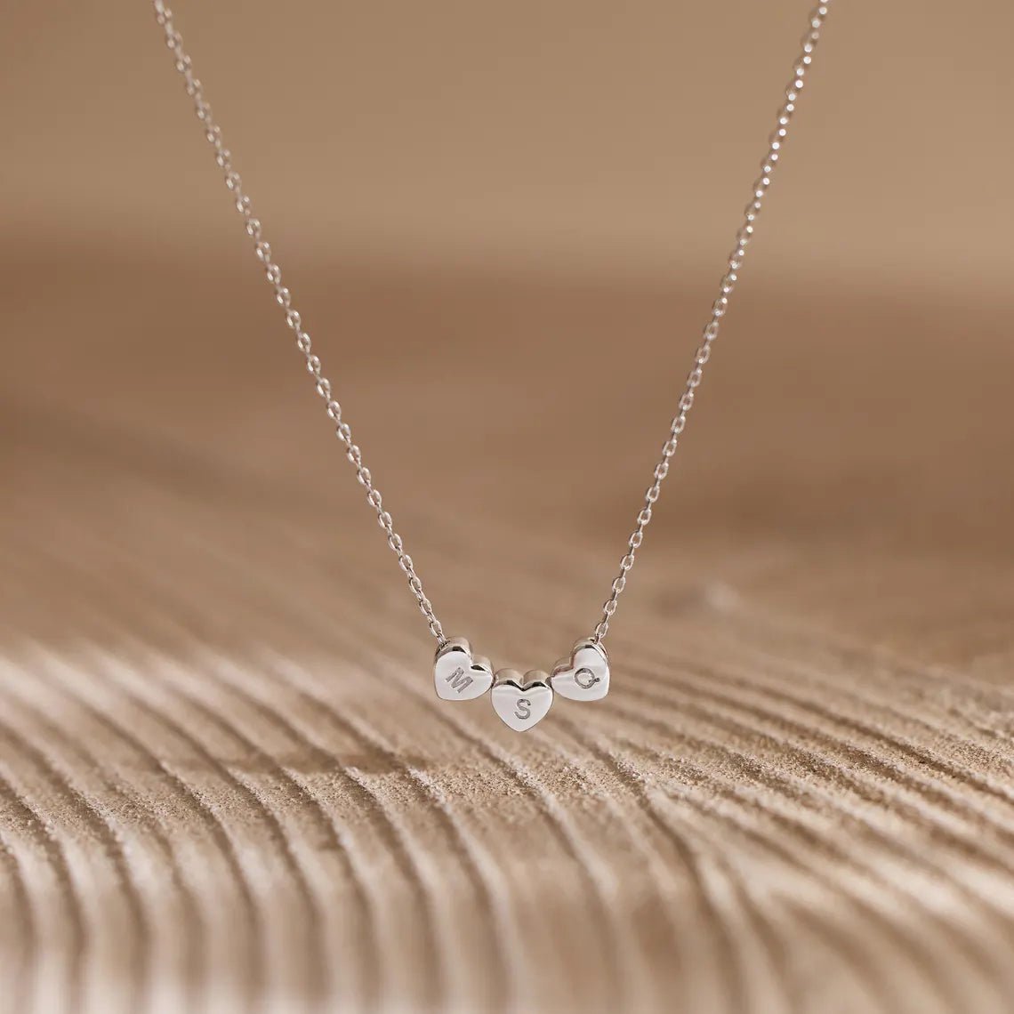 Tiny 3D Initial Heart Charm Necklace - Glaxias