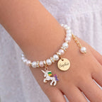 Unicorn Personalized Children's Name Pearl Bracelet - Glaxias