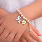 Unicorn Personalized Children's Name Pearl Bracelet - Glaxias