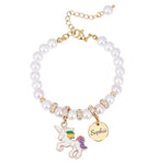 Unicorn Personalized Children's Name Pearl Bracelet - Glaxias