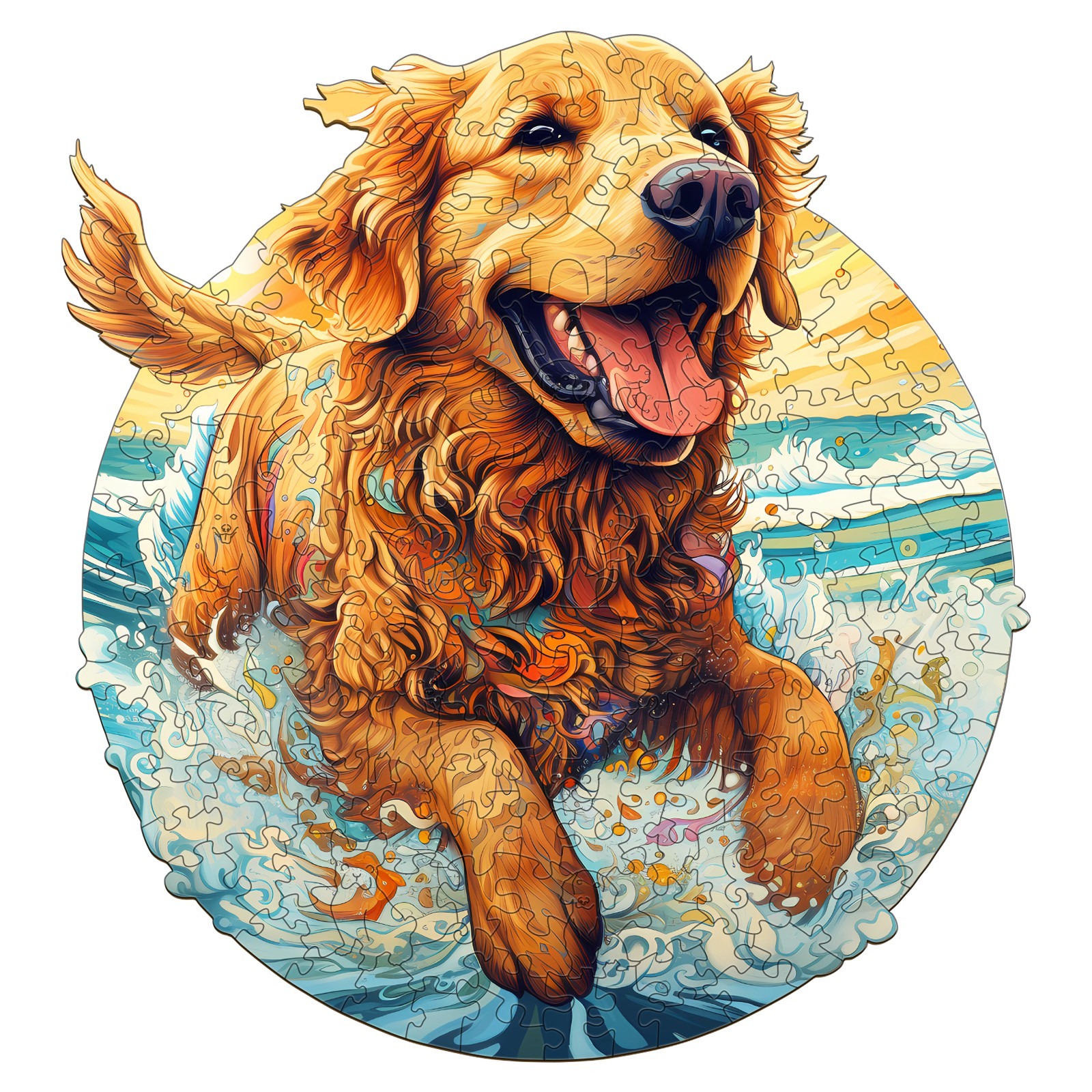 Puzzle di legno – Felice Golden Retriever 66362162725b9