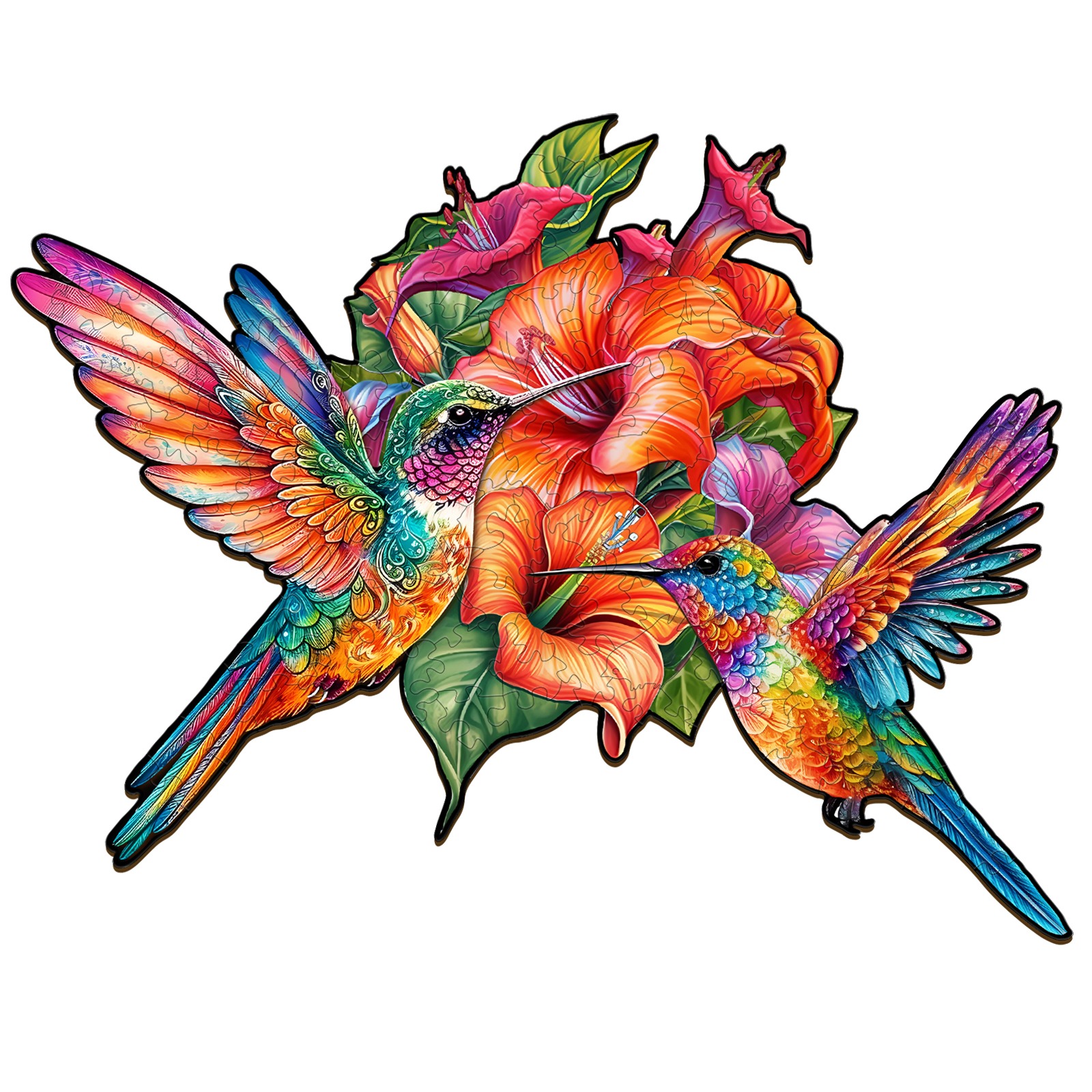 Puzzle di legno – colibrì che si nutrono di netturbini 666445fbc864e