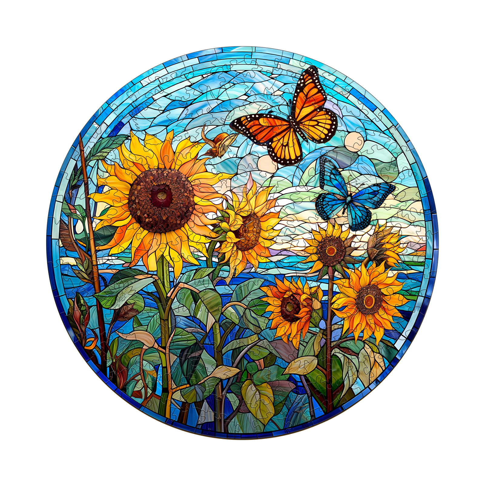 Puzzle in legno – Girasole in vetro colorato 668147174303b
