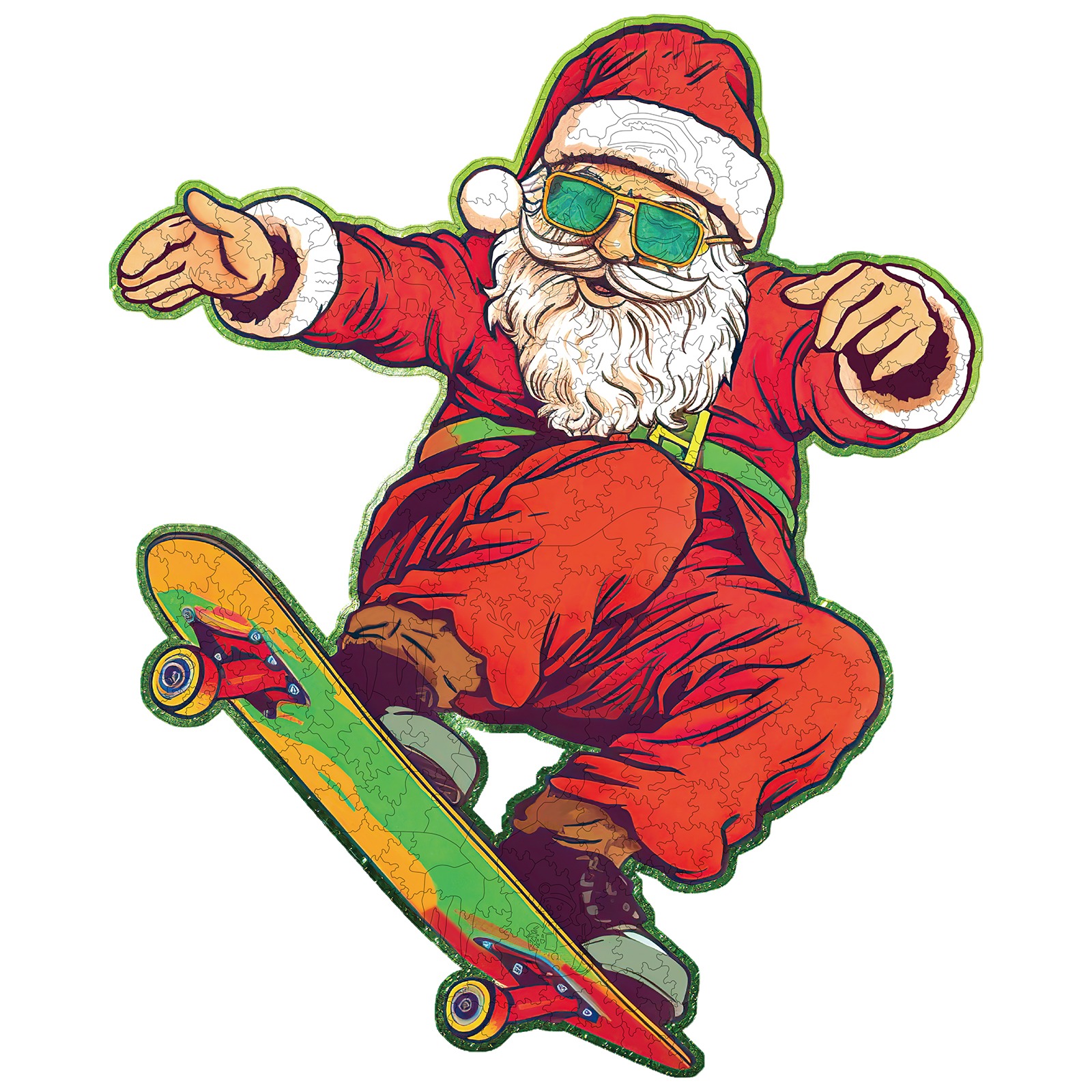 Puzzle di legno – Babbo Natale sullo skateboard 66a8d3fa7ec37