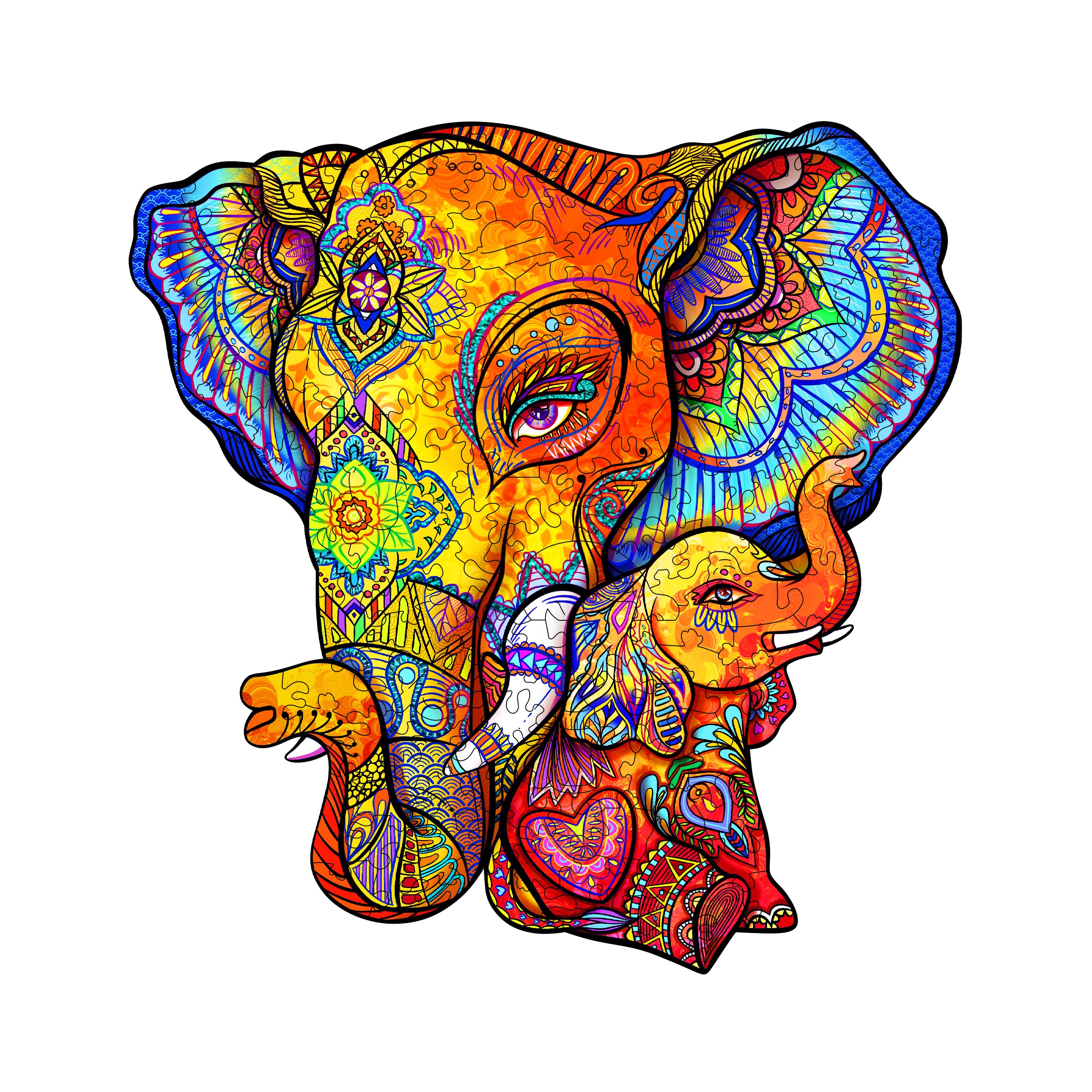 Puzzle di legno – Puzzle dell’elefante Amore materno 66c08f470a618