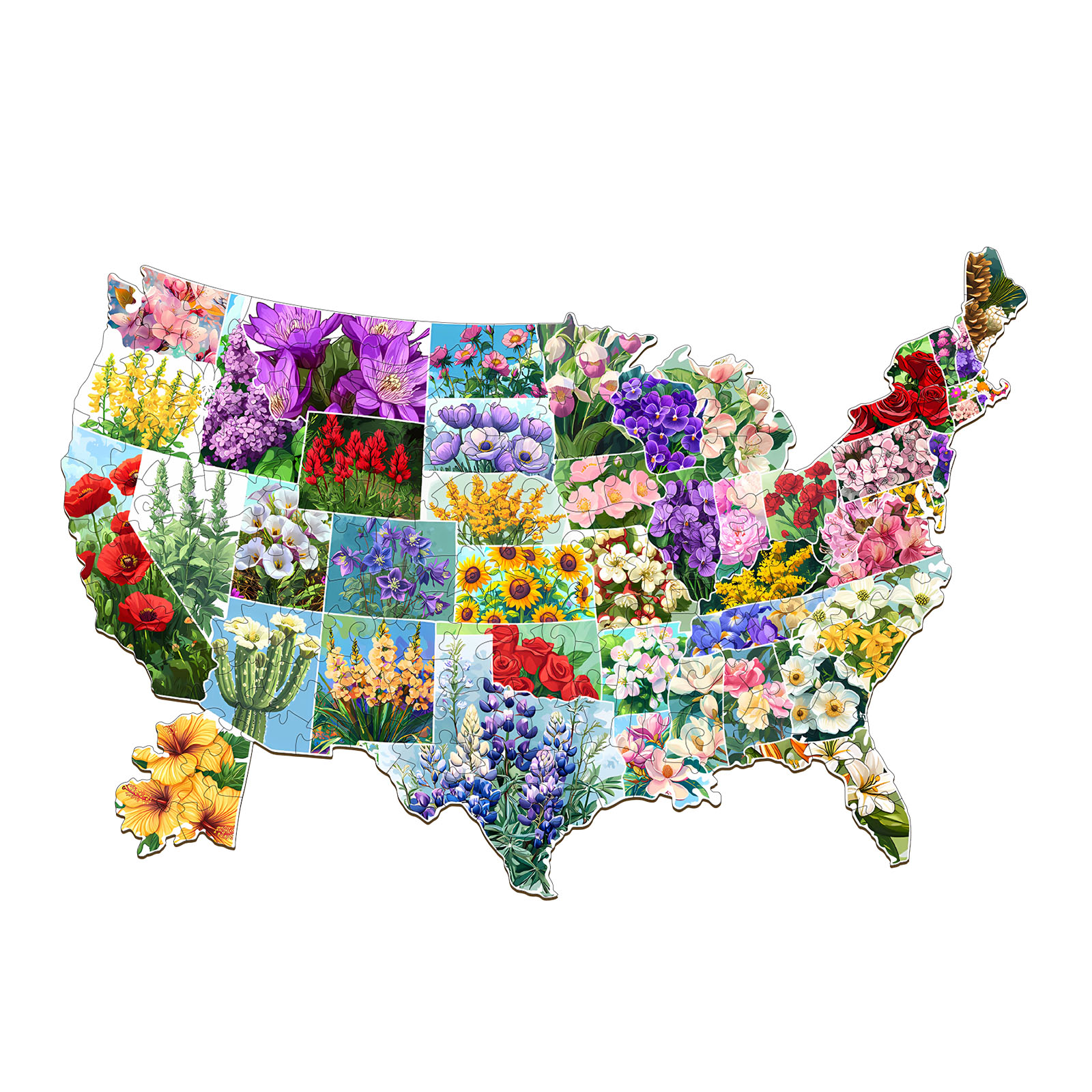 Puzzle in legno – Fiori di stato USA 66d2648ba4483
