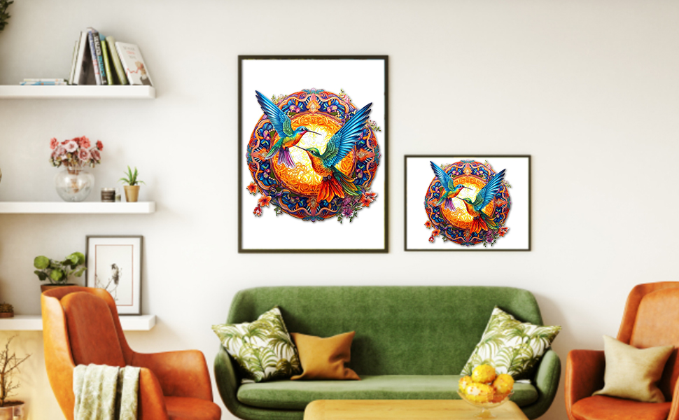 Trasforma il tuo spazio: il fascino artistico dei puzzle in legno colibrì come decorazioni murali 66e155a2ba89a