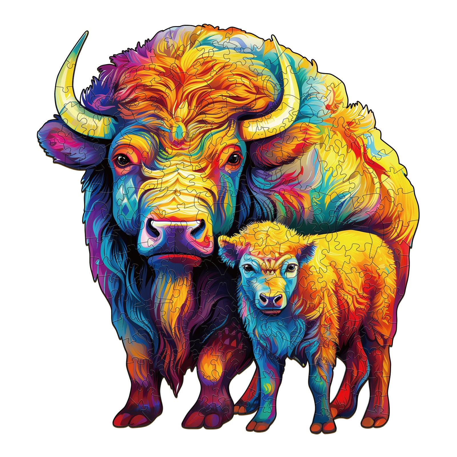 Puzzle in legno Famiglia di bisonti americani 66dfe7b737b40