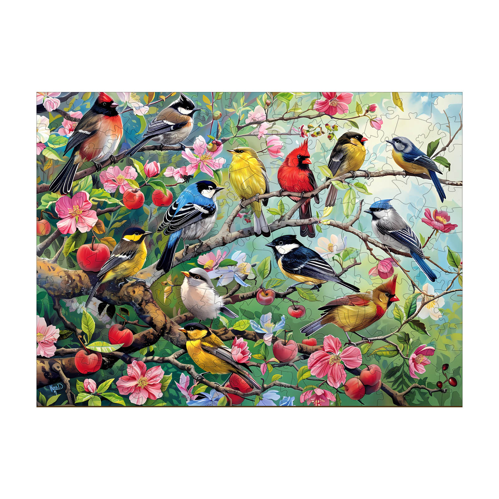Puzzle in legno: uccelli nel frutteto 66d680501b47a