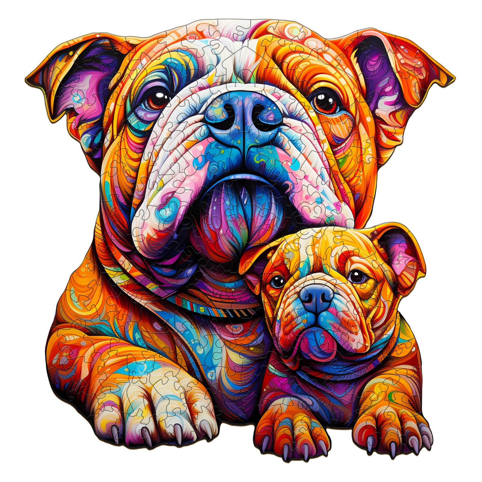 Puzzle in legno – Famiglia di bulldog 66dc51d922463