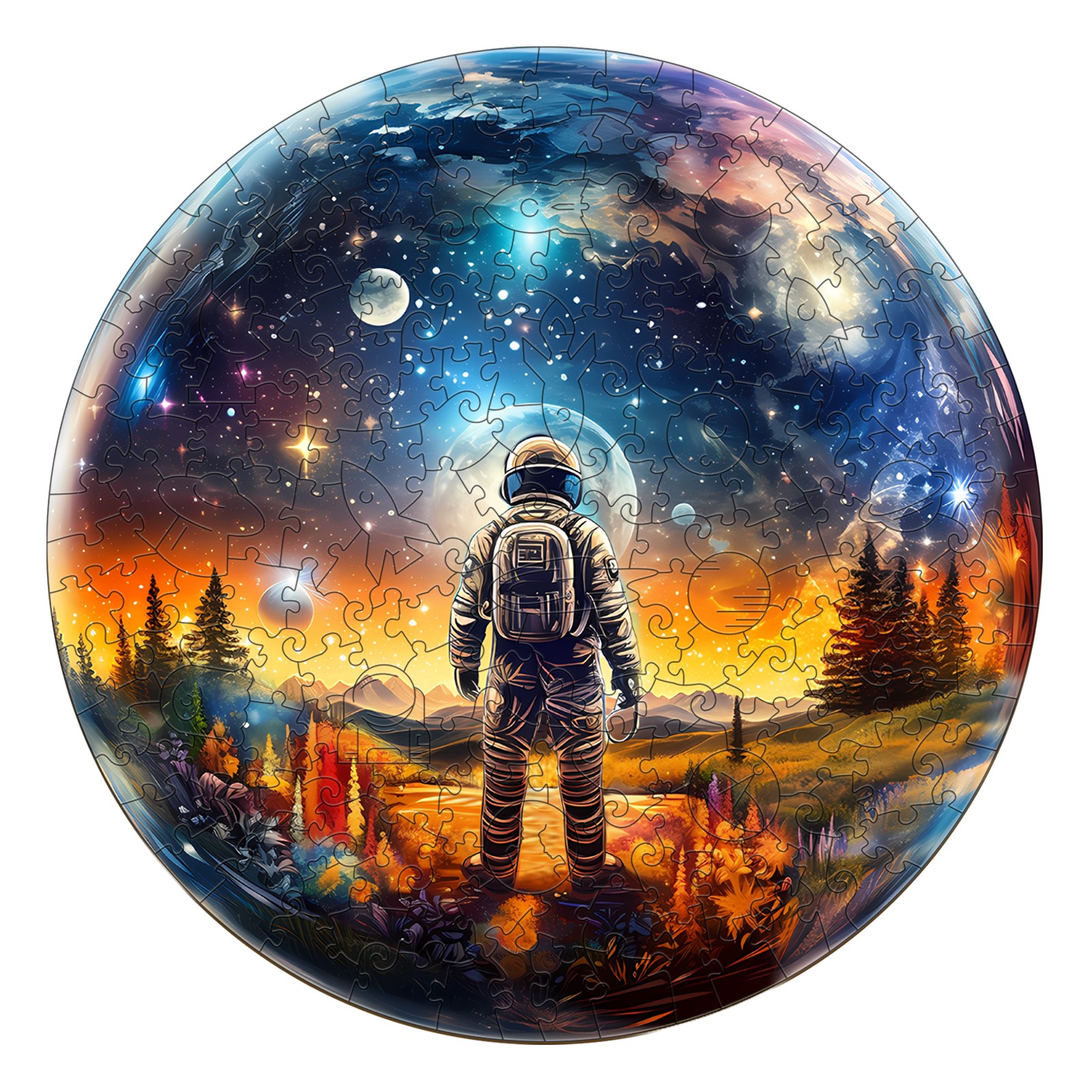 Puzzle in legno: astronauta con sfera di cristallo 66dbace977d57