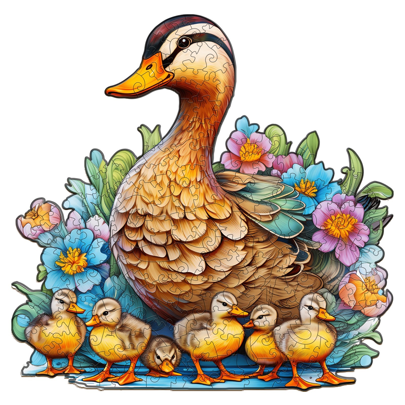Puzzle in legno – Madre anatra e anatroccoli 66d66bb719977
