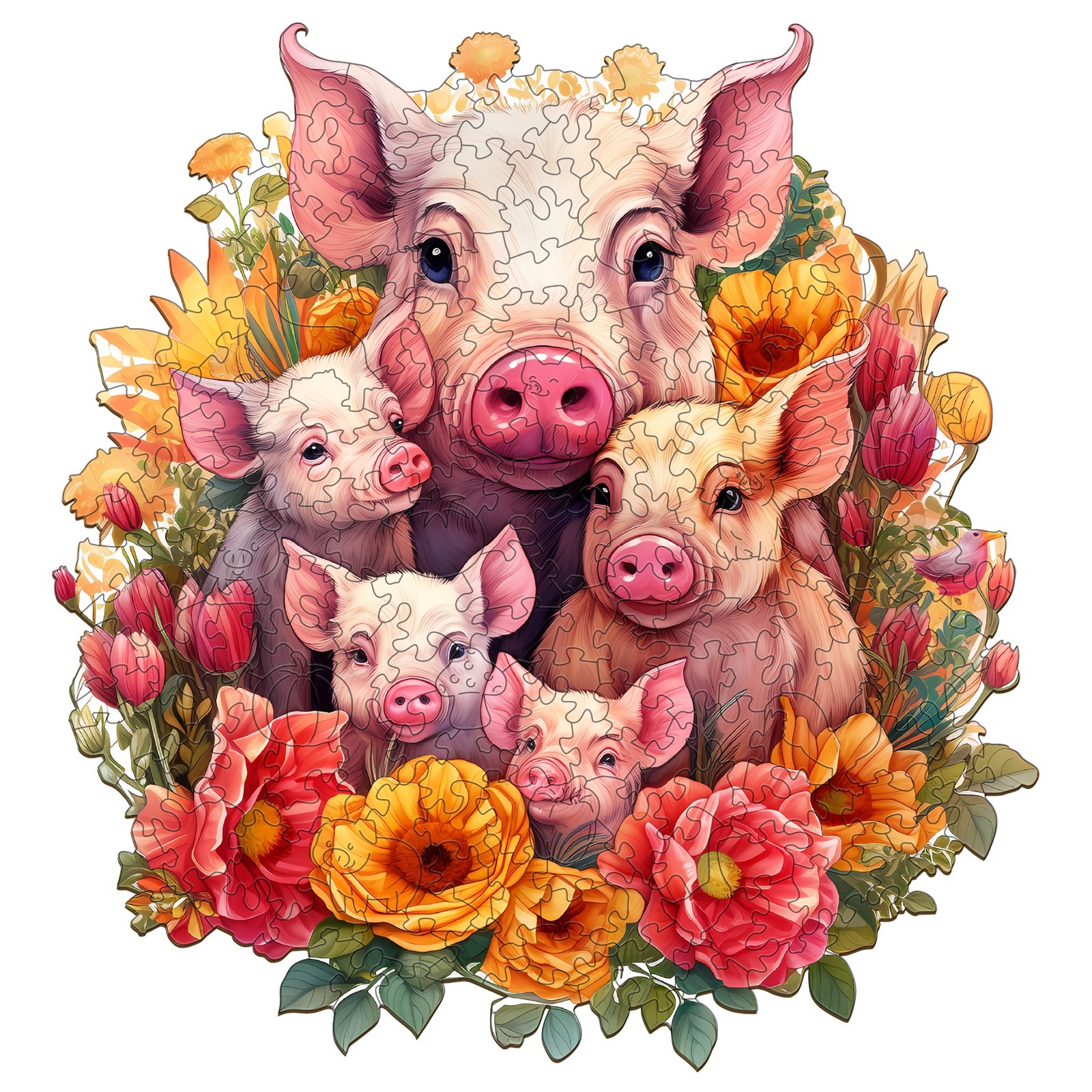 Puzzle in legno – Mamma maiale e maialino-1 66df7652de233