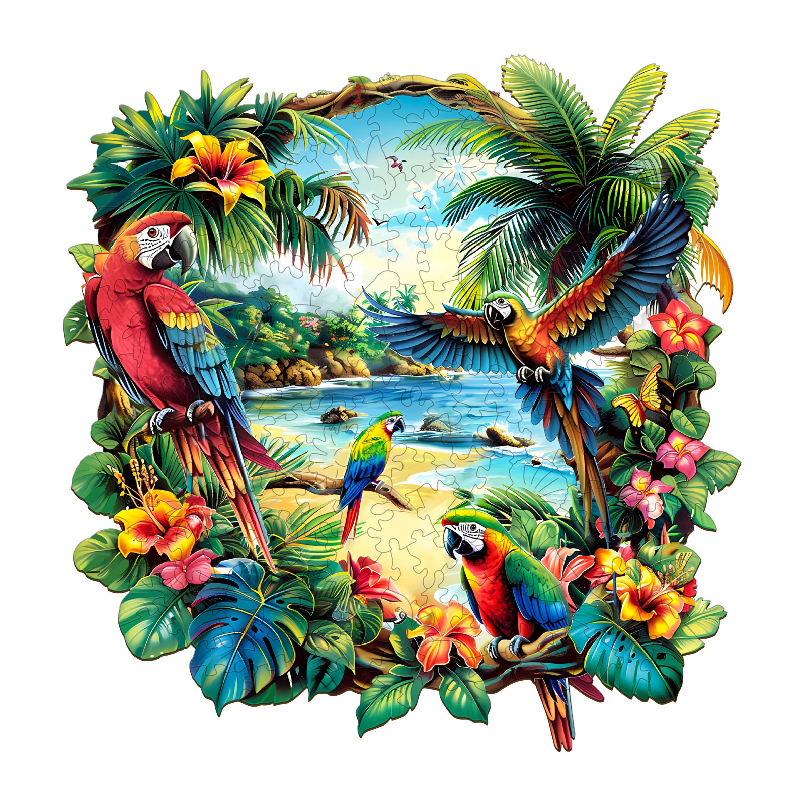 Puzzle in legno: pappagallo tropicale 66ed70d4ec730
