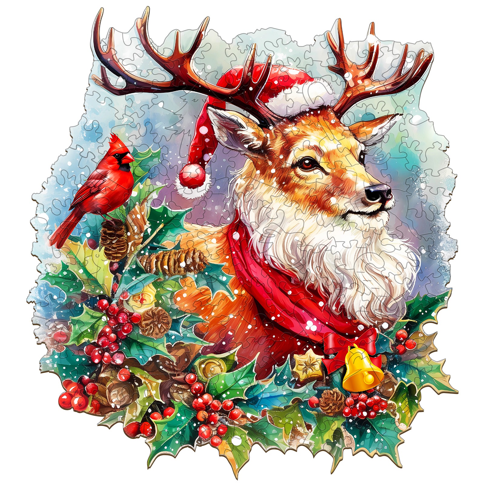 Puzzle di legno-Sparkle Christmas Reindeer (Renna di Natale) 66dd015a839dc