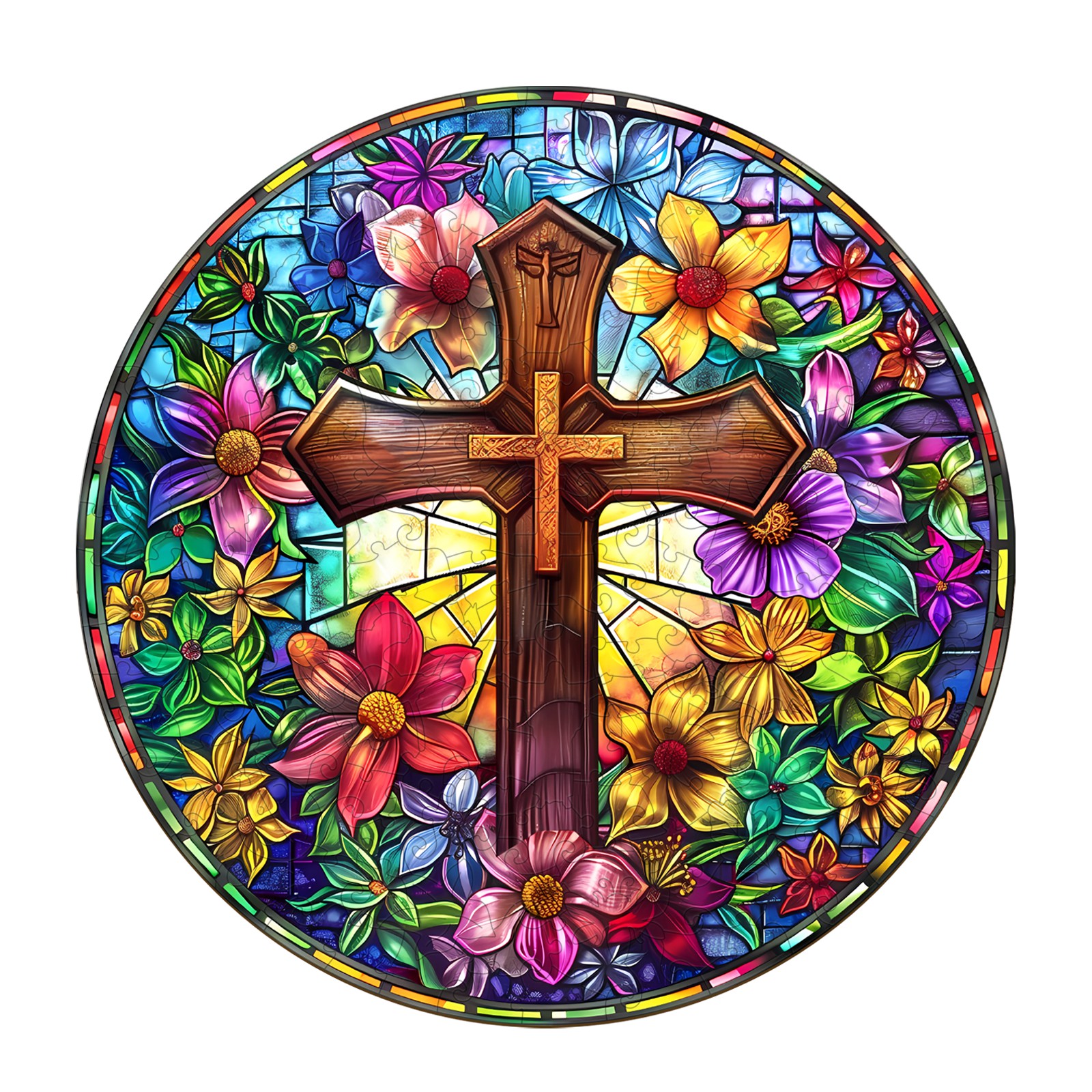 Puzzle in legno – Croce in vetro colorato 66e58135d0109