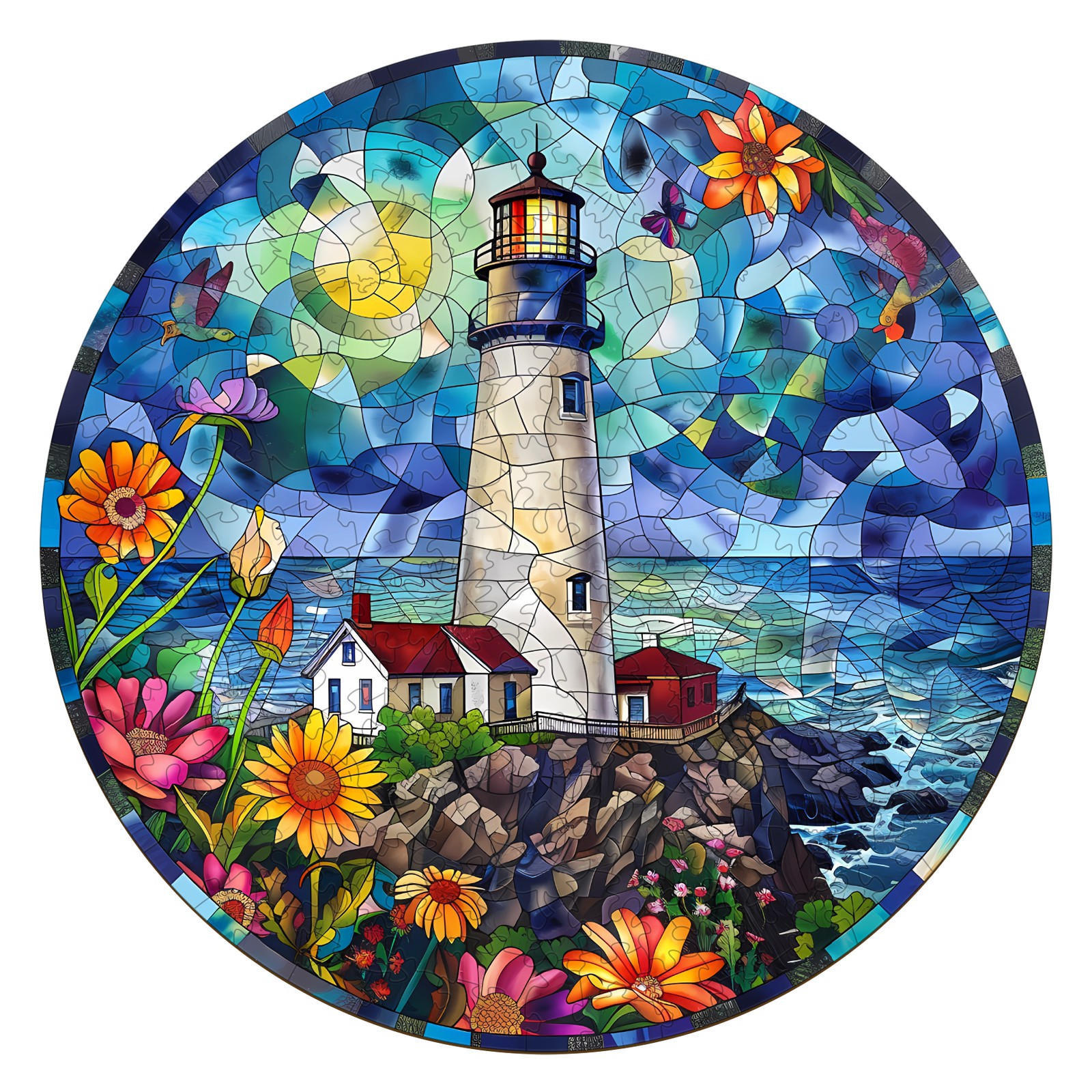 Faro in vetro colorato con puzzle in legno 2 66ecff4f04a3d