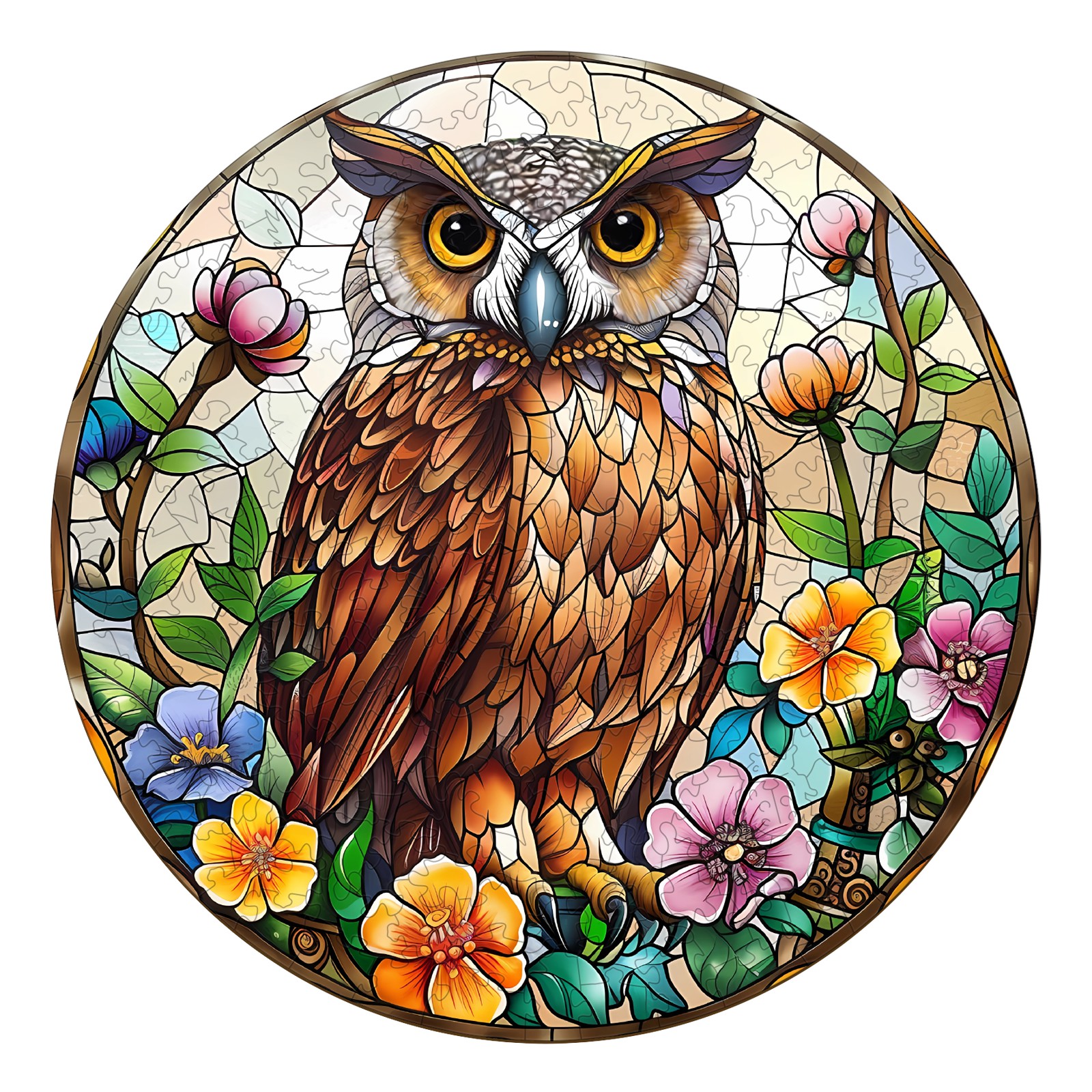 Gufo in vetro colorato con puzzle in legno 66e784c521c0d