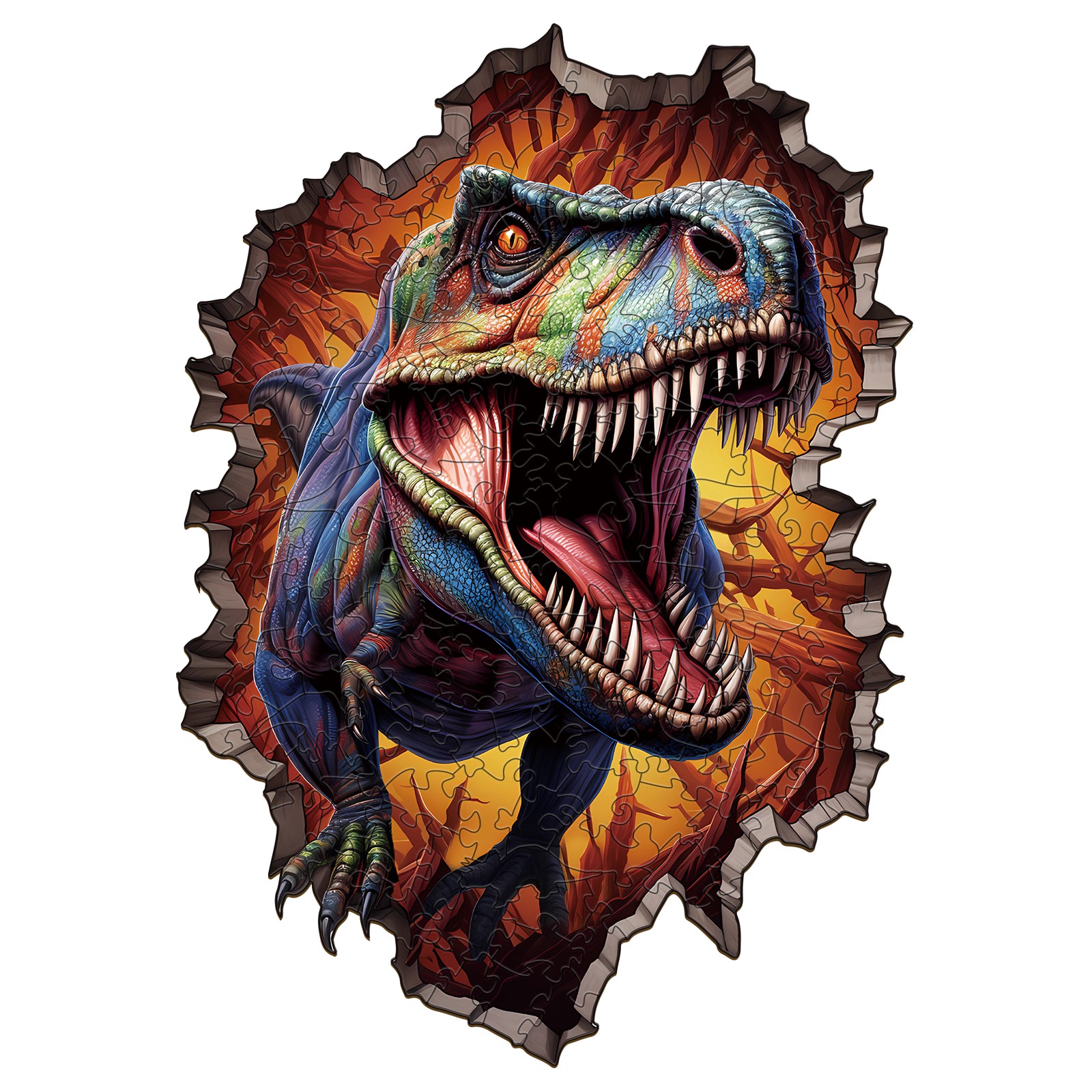 Puzzle in legno – T-rex che rompe il muro 66ee15b838e7d